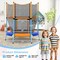 Kids Trampoline with Safety Net, Zipper Door and Heavy-Duty Frame